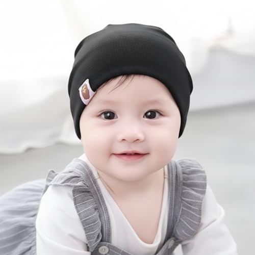 SYGA Unisex Cotton Cap Knitted Baby Cap Piece PlainCap_Black_S 6M - 5YEARS - Image 2
