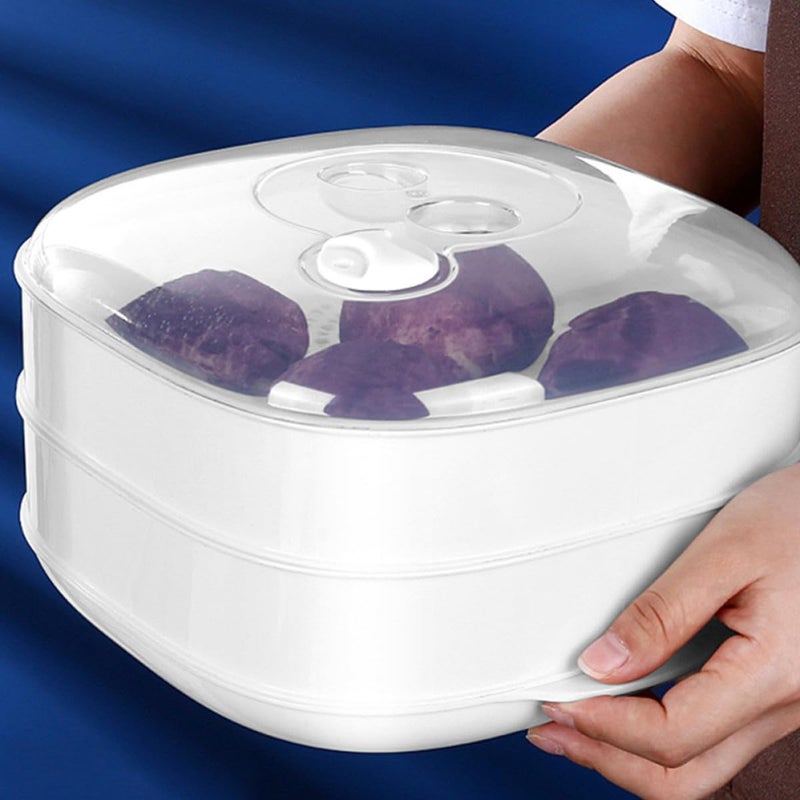 Microwave Steamer with Ventilated Lid Reusable Food Container for Rice Desserts Meals - Image 3