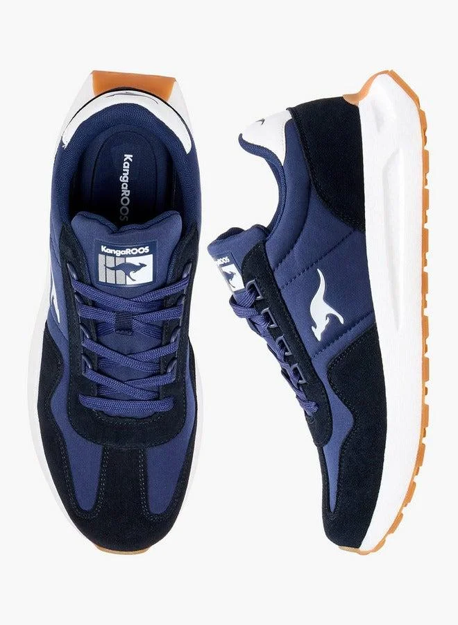 Men's Panelled Sports Shoes with Lace-Up Closure