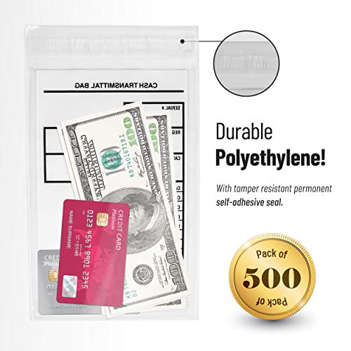 Noe & Malu VaultGuard Tamper Proof Bank Deposit Bags - Self-Adhesive Seal, Write-On Surface, 6"x9" Clear Plastic Cash Envelopes | Pack of 500 - Image 2