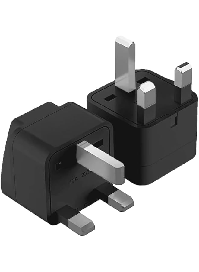 PROMASS [2-Pack] AU/EU/USA/CANADA/to UAE Plug Adapter, British 3 Pin Plug Converter UK to US, UK Travel Plug Adapter Type G, Universal Socket Grounded International Travel Adapter For Trip (Black) - Image 1