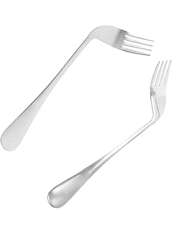 Ergonomic Angled Stainless Steel Feeding Forks 2 Pack for Elderly Assisted Dining - Image 1
