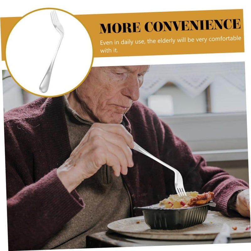 Ergonomic Angled Stainless Steel Feeding Forks 2 Pack for Elderly Assisted Dining - Image 4
