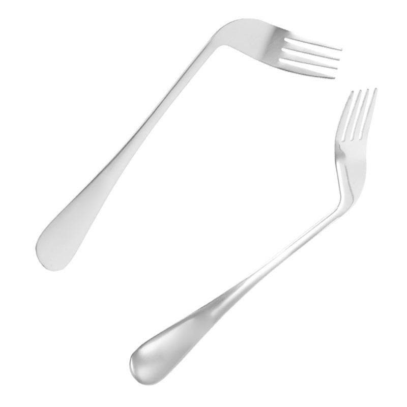 Ergonomic Angled Stainless Steel Feeding Forks 2 Pack for Elderly Assisted Dining - Image 2