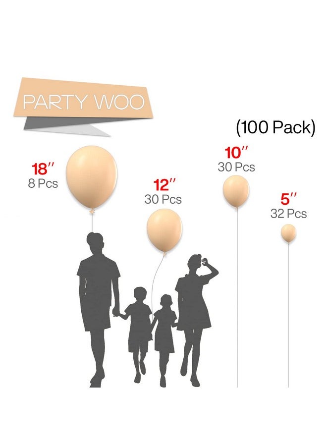 PartyWoo Nude Balloons 100 Pcs Boho Apricot Balloons Different Sizes Pack Of 18 Inch 12 Inch 10 Inch 5 Inch Beige Balloons For Balloon Garland Or Balloon Arch As Party Decorations Apricotf05  - Image 2