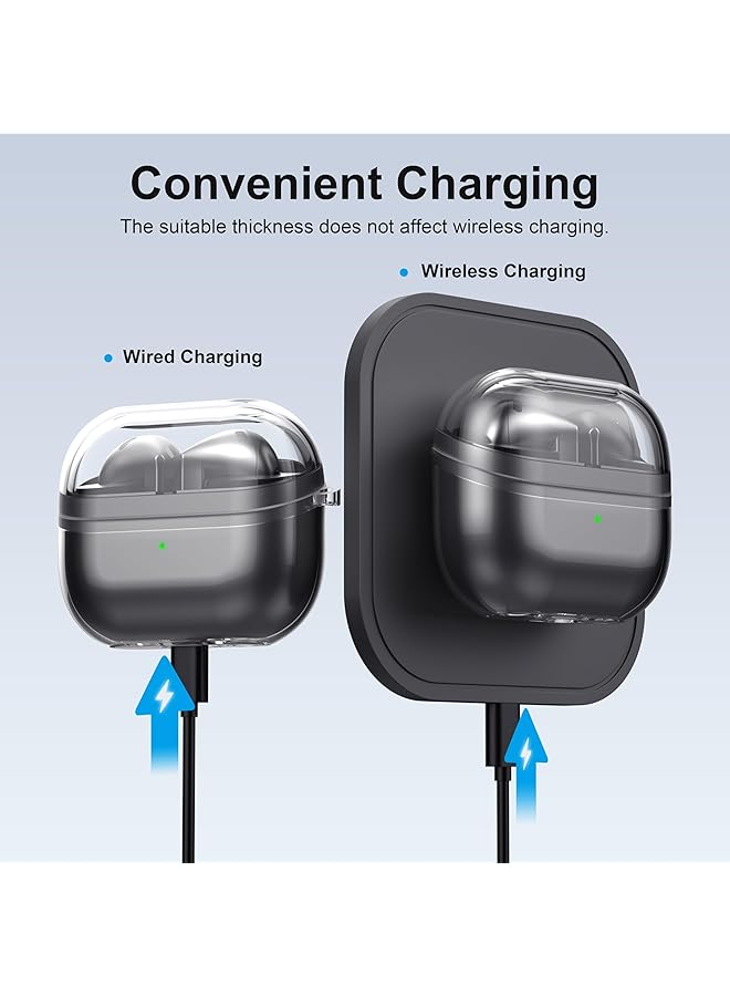 erorex Case For Samsung Galaxy Buds 3 Pro Buds 3 Soft Clear Anti Scratch Protective Cover With Carabiner Crystal Clear - Image 3