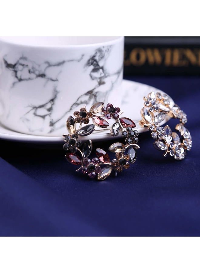 CUFTS Colours Crystal Brooch Pins Rhinestone Brooches Jewelry Gift for Women Girls, Metal - Image 5
