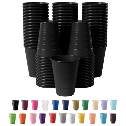 Party Solids Exquisite Party Solids 12 Oz Black Plastic Cups For Party Supplies 50 Pack | Black Disposable Cups Plastic | Disposable Drinkware For Parties, Events & Everyday - Image 1