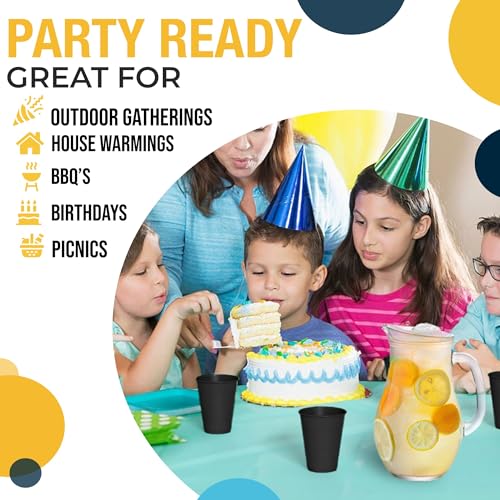Party Solids Exquisite Party Solids 12 Oz Black Plastic Cups For Party Supplies 50 Pack | Black Disposable Cups Plastic | Disposable Drinkware For Parties, Events & Everyday - Image 4