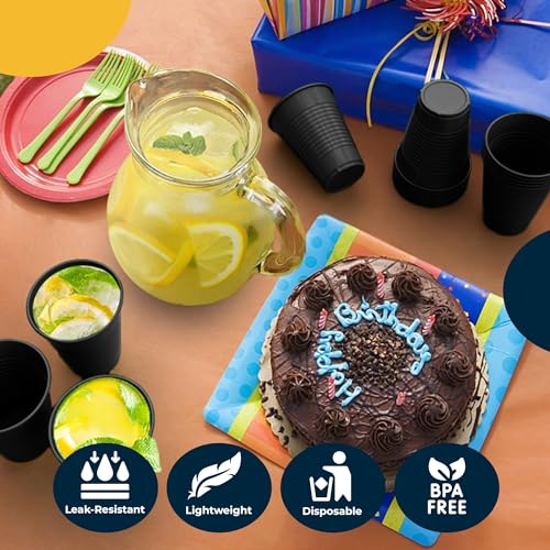 Party Solids Exquisite Party Solids 12 Oz Black Plastic Cups For Party Supplies 50 Pack | Black Disposable Cups Plastic | Disposable Drinkware For Parties, Events & Everyday - Image 5