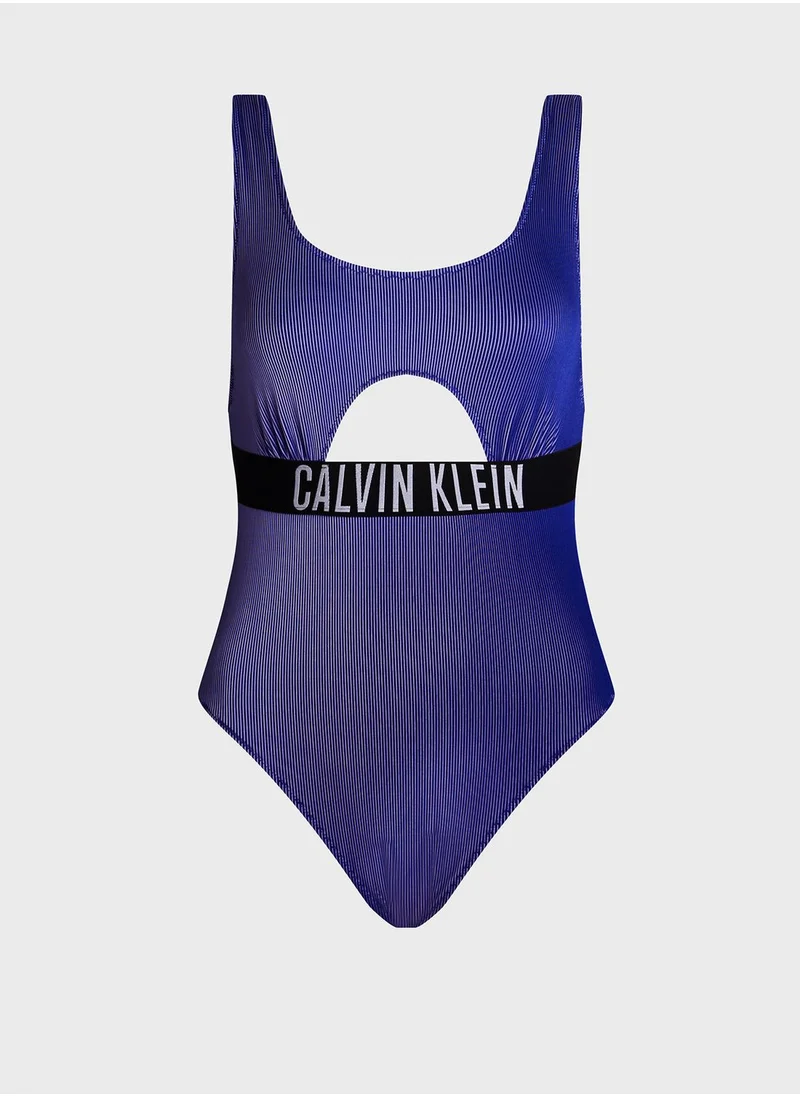 CALVIN KLEIN Logo Band Cut Out Swimsuit