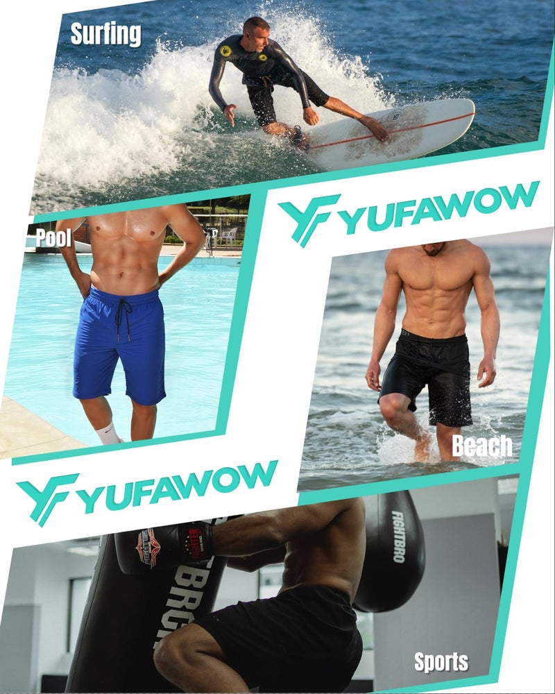 Yufawow 9 إنش سراويل سباحة رجالية ببطانة ضاغطة تجف بسرعة ملابس سباحة بيكيني بدلة استحمام ملابس شاطئ أساسية شورتات مائية أكسسوارات صالة الألعاب الرياضية للجري تمرين لياقة بدنية ملابس يوغا ملابس زي ملابس - Image 2