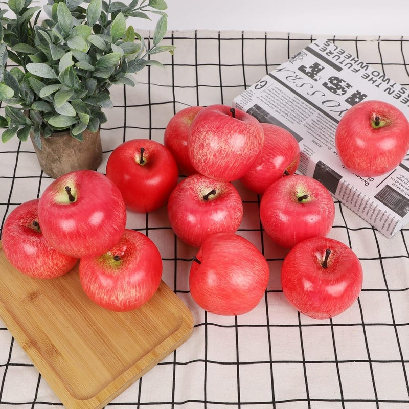 Cllayees Fake Fruit Artificial Apples, Set of 12 Decorative Fruit Lifelike Faux Apples Realistic Fruits Apple Decorations for Kitchen, Realistic Fake Fruits Party Props Home Decor - Image 5