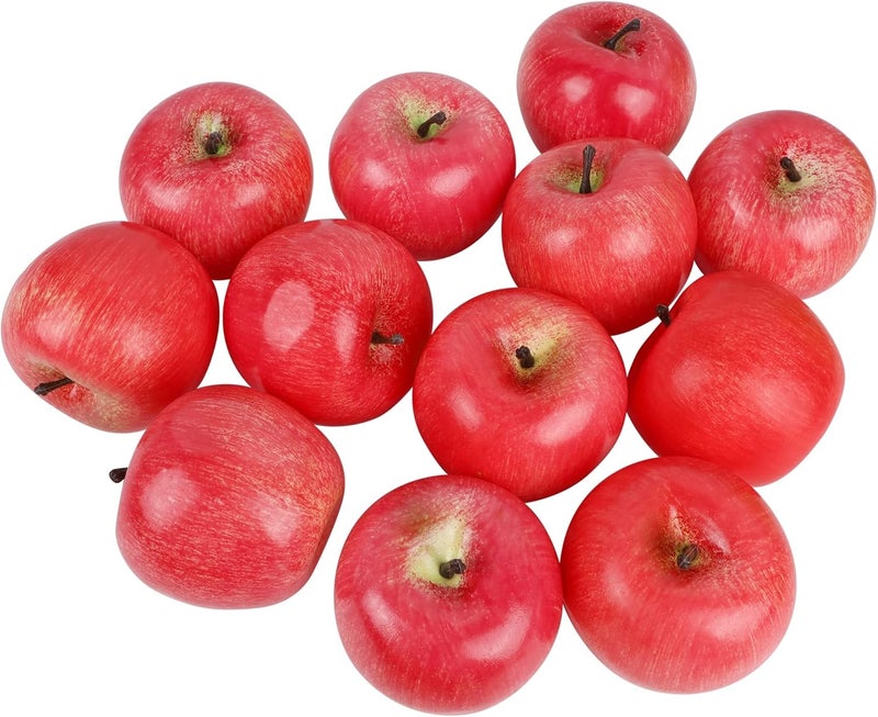 Cllayees Fake Fruit Artificial Apples, Set of 12 Decorative Fruit Lifelike Faux Apples Realistic Fruits Apple Decorations for Kitchen, Realistic Fake Fruits Party Props Home Decor - Image 1