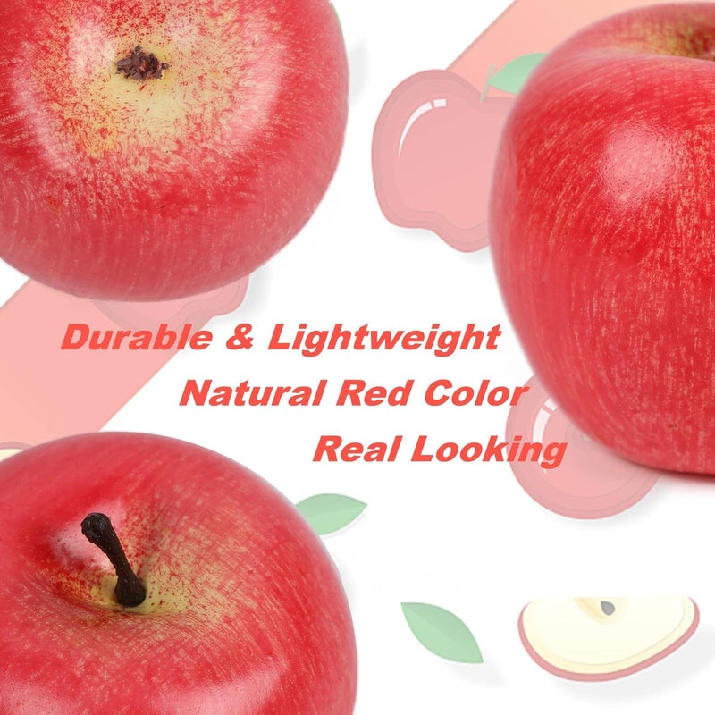 Cllayees Fake Fruit Artificial Apples, Set of 12 Decorative Fruit Lifelike Faux Apples Realistic Fruits Apple Decorations for Kitchen, Realistic Fake Fruits Party Props Home Decor - Image 3