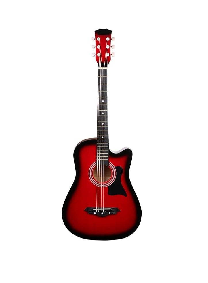 Megarya Flamingo Series Red MF38RSB Acoustic Guitar Made by Linden Binding and Full Wood Construction with Geared Tuning, Wood Frame and Steel Strings - Image 4