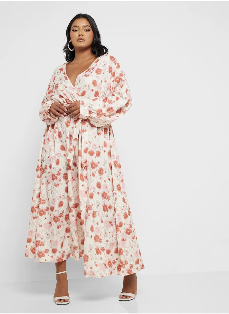 جينجر بلس Floral Print Dress