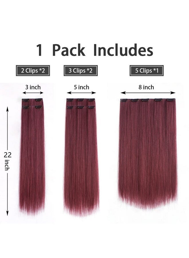 StrRid Burgundy Hair Extensions Strrid Clip In Hair Extension Straight 22Long Synthetic Thick Clips On Red Hair Piece For Women 5Pcs Black Curly Wavy 18Cheap Purple Brown Blonde Full Head 5 Oz - Image 4