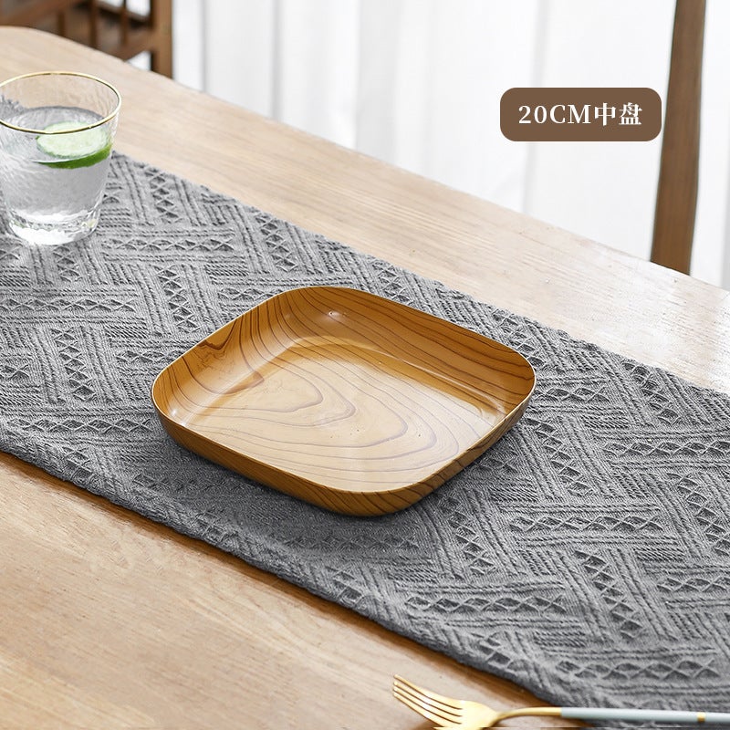 Nordic Style Wood Grain Tea Tray for Living Room Wood grain bone plate -20cm
