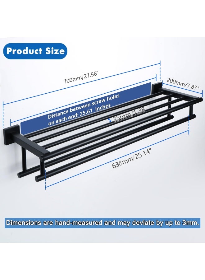 Alise 28 Inch Bathroom Lavatory Towel Rack Towel Shelf With Two Towel Bars Wall Mount Holdergz8070 B Sus 304 Stainless Steel Matte Black  - Image 3