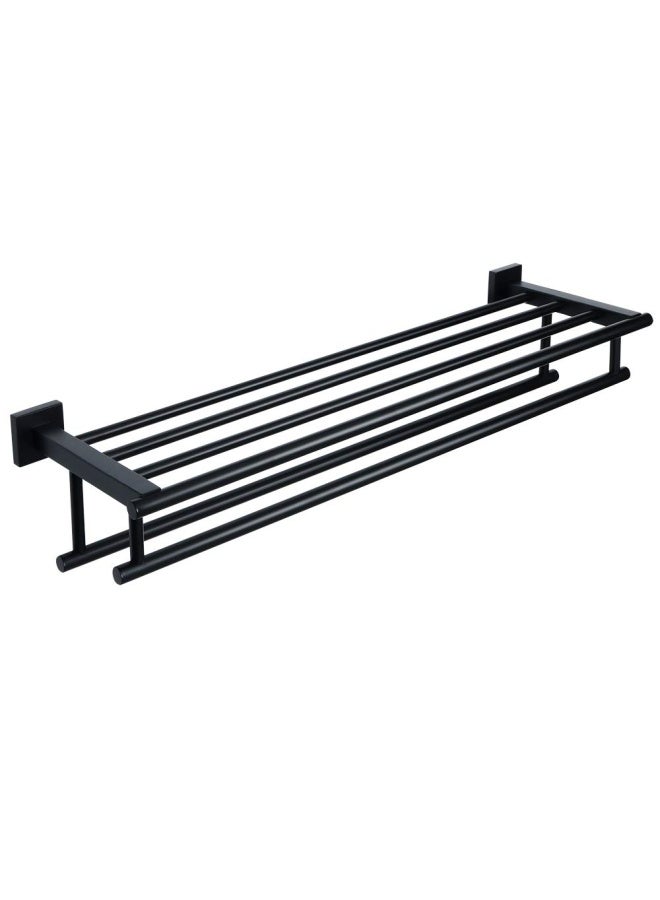 Alise 28 Inch Bathroom Lavatory Towel Rack Towel Shelf With Two Towel Bars Wall Mount Holdergz8070 B Sus 304 Stainless Steel Matte Black  - Image 1