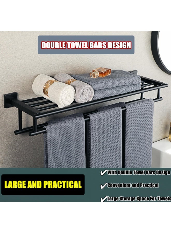 Alise 28 Inch Bathroom Lavatory Towel Rack Towel Shelf With Two Towel Bars Wall Mount Holdergz8070 B Sus 304 Stainless Steel Matte Black  - Image 5