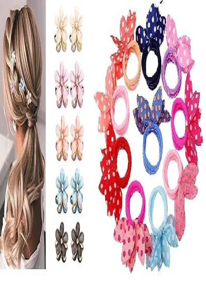 MPK PERFECT Combo kanya pujan gifts set 6pc hair band/hair tie and 6pc Multicolor Resin Shining Mini Claw Metal Clips hair clatcher Flower Design Small Clutcher Barrettes Hair Accessories. - Image 5