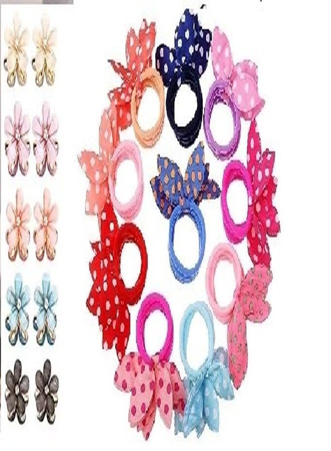 MPK PERFECT Combo kanya pujan gifts set 6pc hair band/hair tie and 6pc Multicolor Resin Shining Mini Claw Metal Clips hair clatcher Flower Design Small Clutcher Barrettes Hair Accessories. - Image 1