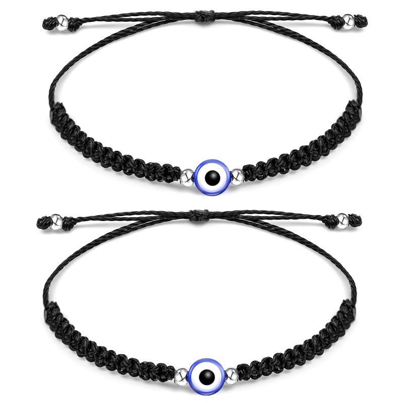 jaexest 2pcs سلسلة سوارات اليدوية السوداء سلسلة سوار للنساء الرجال المراهقات البنات الأولاد - Image 1