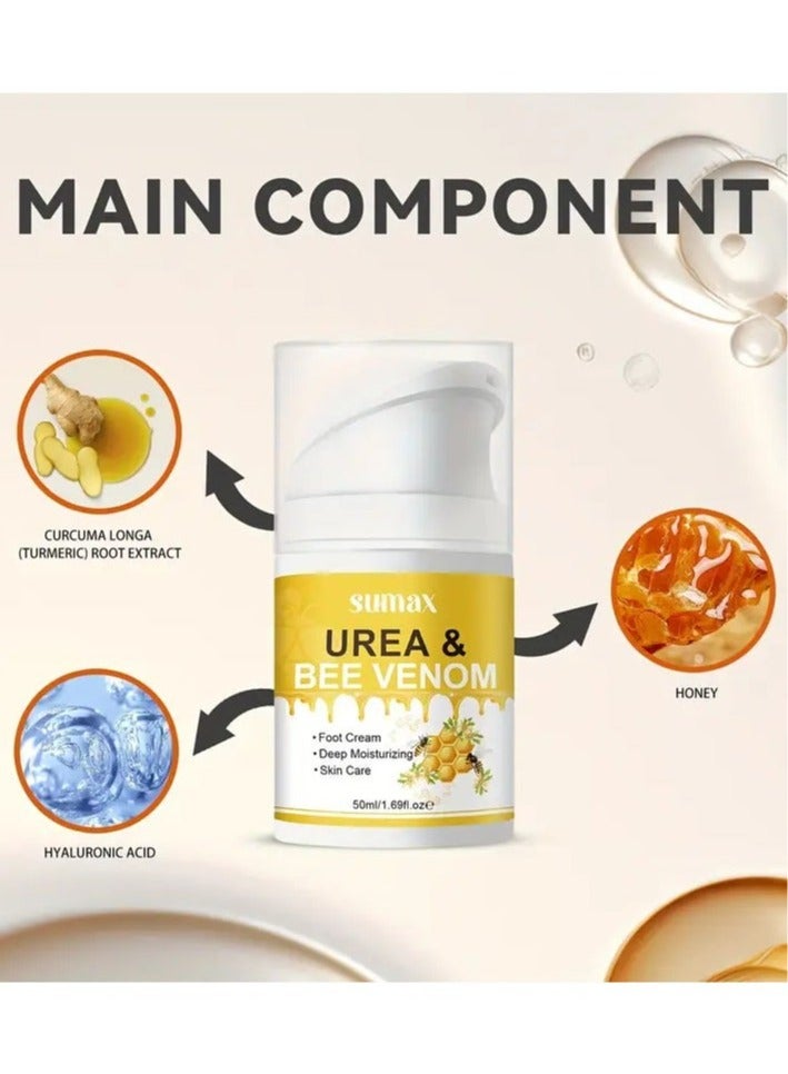 SUMAX Hypoallergenic Hyaluronic Acid Foot Cream for Even Skin Tone – Honey & Turmeric Enhanced Moisturizing Lotion with Urea & Bee Venom – Deep Hydration for Dry Cracked Heels, Alcohol-Free for All Skin Types, 1.69oz - Image 4