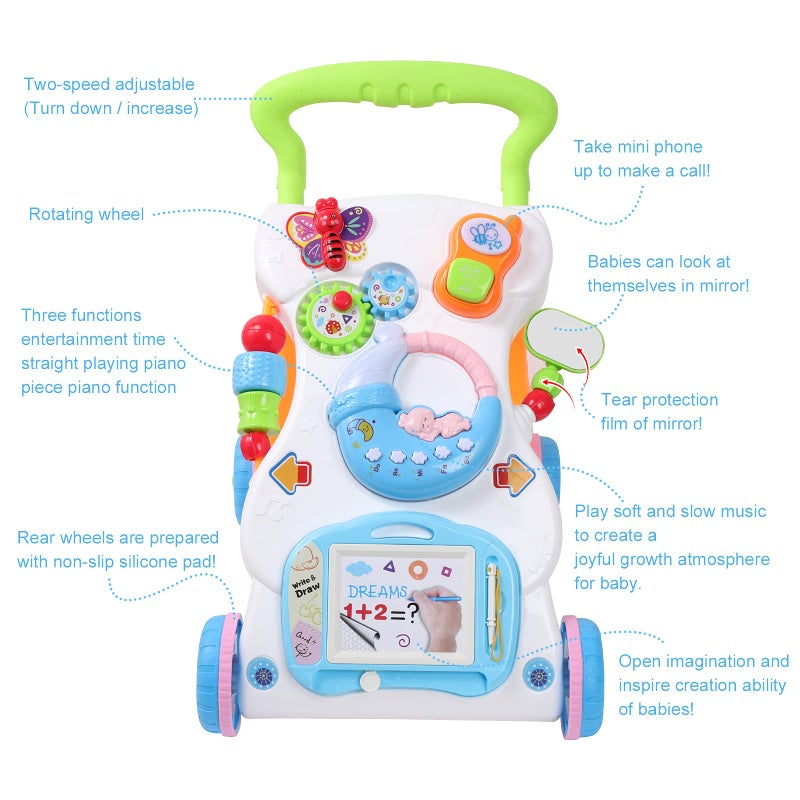 Cuterabit 2 in 1 Sit to Stand Baby Walker with Music and Light, Push Toys for Toddlers 1-3 for Learning to Walk, Baby Walking Toys 6 to 12 Months for Infants Babies Toddlers Boys Girls - Image 3