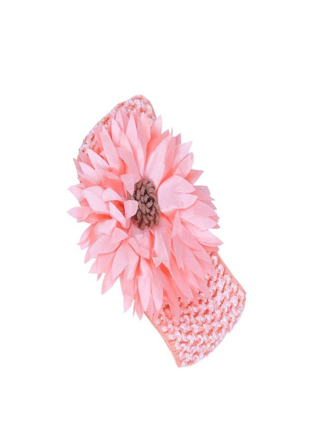 DENICRAAS Newborn Headband Baby Floral Elastic Hair Band Headwear Hairstyling Photographic Accessories Baby Kids Girl Lace Headband Soft Elastic Headwear Hair Band Sunflower (PACK OF 1) - Image 1