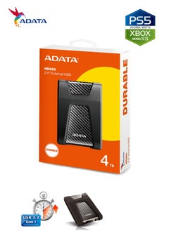ADATA HD650 DURABLE 4TB External HDD | Anti-Shock Hard Drive | Compatible with PS5 XBOX | Black  - Image 2