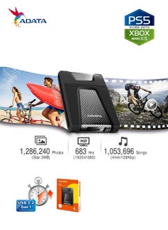 ADATA HD650 DURABLE 4TB External HDD | Anti-Shock Hard Drive | Compatible with PS5 XBOX | Black  - Image 5