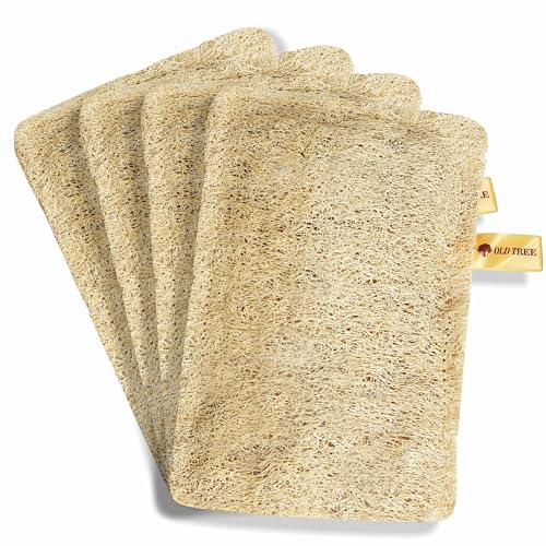 Old Tree Rectangular Body Scrubber (Pack of 4) for Men and Women - Natural Loofah Sponge for Bathing - Biodegradable and Eco-Friendly Natural Scrubber Gentle on the skin | Skin Friendly | Bathroom Accessories - Image 1