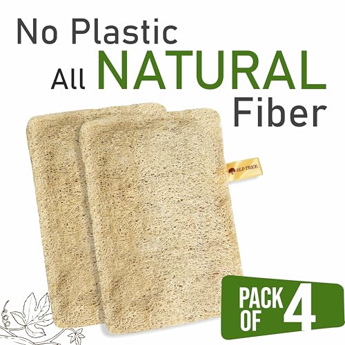 Old Tree Rectangular Body Scrubber (Pack of 4) for Men and Women - Natural Loofah Sponge for Bathing - Biodegradable and Eco-Friendly Natural Scrubber Gentle on the skin | Skin Friendly | Bathroom Accessories - Image 3