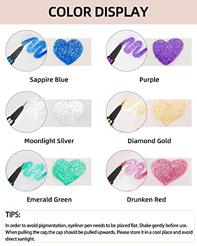 LYSdefeu Sliver Glitter Eyeliner Liquid Liner1Pcs Sliver Metallic Shimmer Sparkling Colored Eye Liner Eyeshadow Makeup Pen Long Lasting High Pigmented Waterproof Smudgeproof Eyeliner Pencil Gift for Women - Image 5