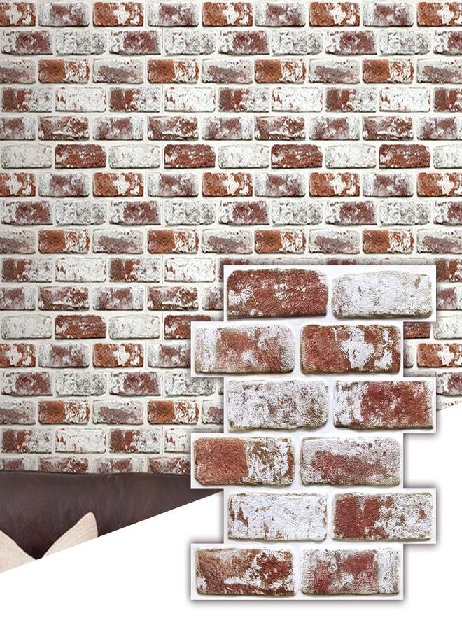 Commomy 10 Pcs 3D Brick Peel and Stick - 11.8'' x 11.8'' Small Size Ultralight PVC Red Faux Brick Wallpaper Textured Wall Paneling for Backsplash,Kitchen,Living Room,Bedroom,RV, Interior Wall Tiles - Image 1