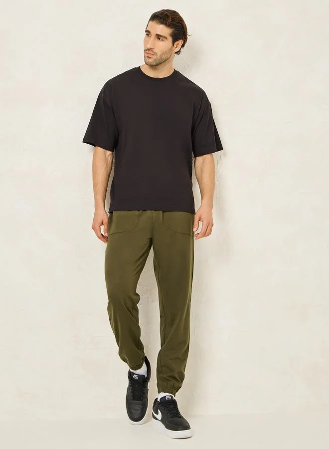 Styli Oversized Terry Jogger with Panel Pocket & Elasticated Cuff
