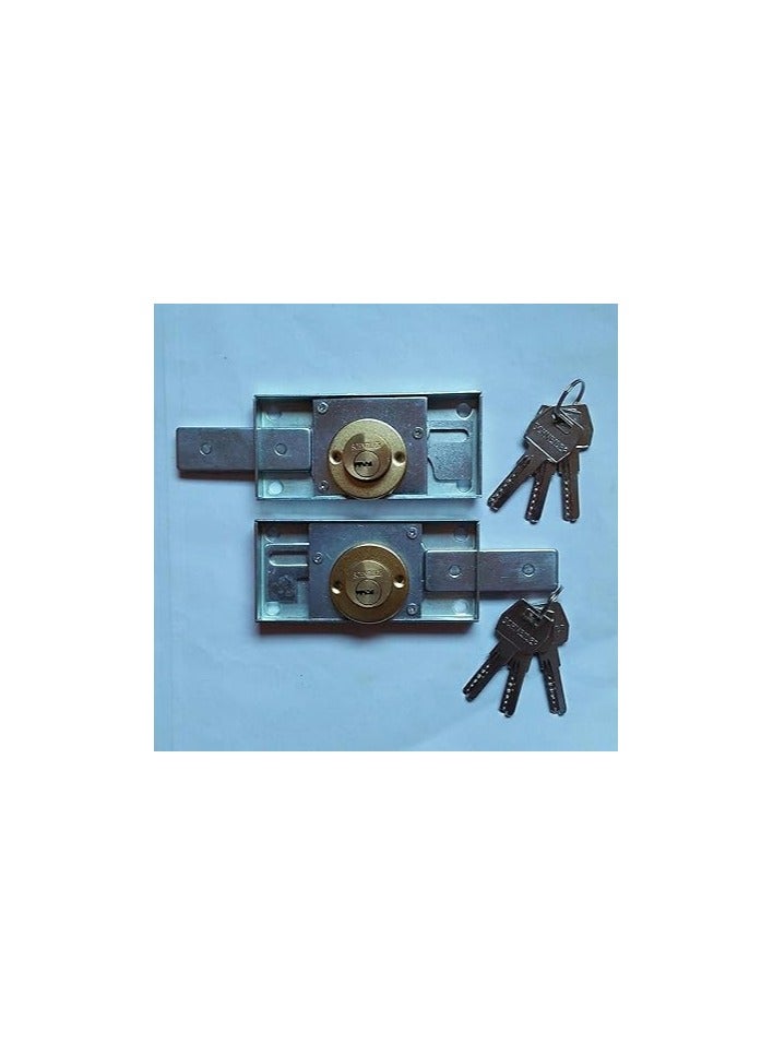 قفل جوز كالون بقلب نحاسي لباب صاج تركي – فضي مع 3 مفاتيح كمبيوتر