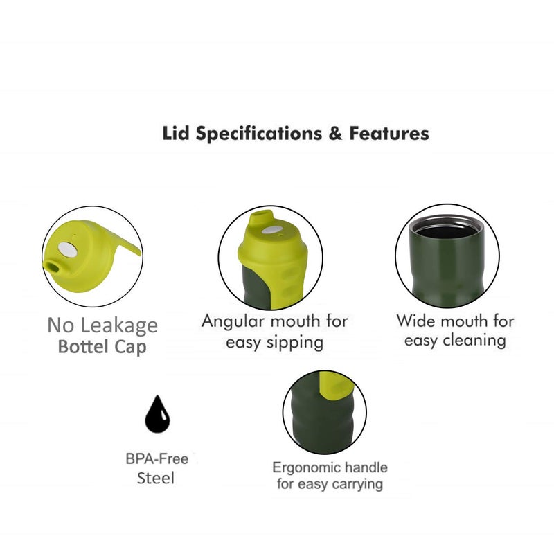 PROBOTT PROBOTT Spring Stainless Steel Water Bottle Vacuum Insulated Flask Bottles, 500 ml, Green | Hot and Cold | Easy to Carry | Leak Proof | Proteins | Sports | Office | Gym | Travel  - Image 5