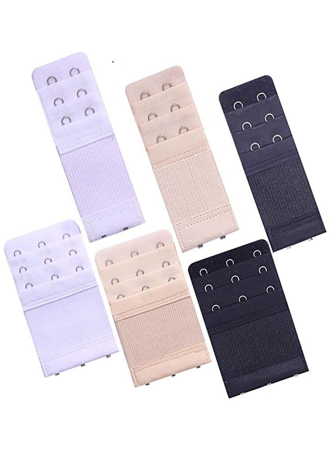 HAWAWA 6pcs Women Bra Extenders Elastic Bra Strap Extenders 3 Rows 2/3 Hooks - Image 1