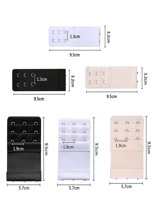 HAWAWA 6pcs Women Bra Extenders Elastic Bra Strap Extenders 3 Rows 2/3 Hooks - Image 2