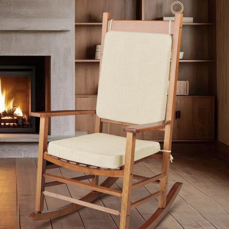 FlyGulls Rocking Chair Cushion Set with Machine Washable Cover Non-Slip Rocking Chair Cushions Indoor Seat and Back Pads with Ties 1 Pack, 2 Piece Set, 20"x 17"x 2" (Ivory) - Image 5