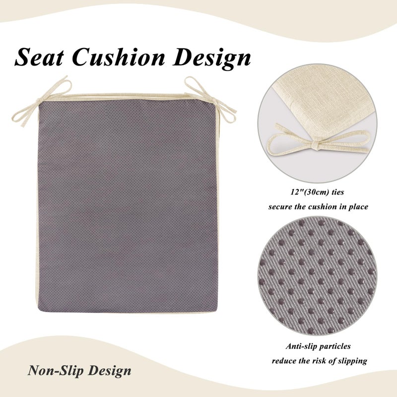 FlyGulls Rocking Chair Cushion Set with Machine Washable Cover Non-Slip Rocking Chair Cushions Indoor Seat and Back Pads with Ties 1 Pack, 2 Piece Set, 20"x 17"x 2" (Ivory) - Image 4