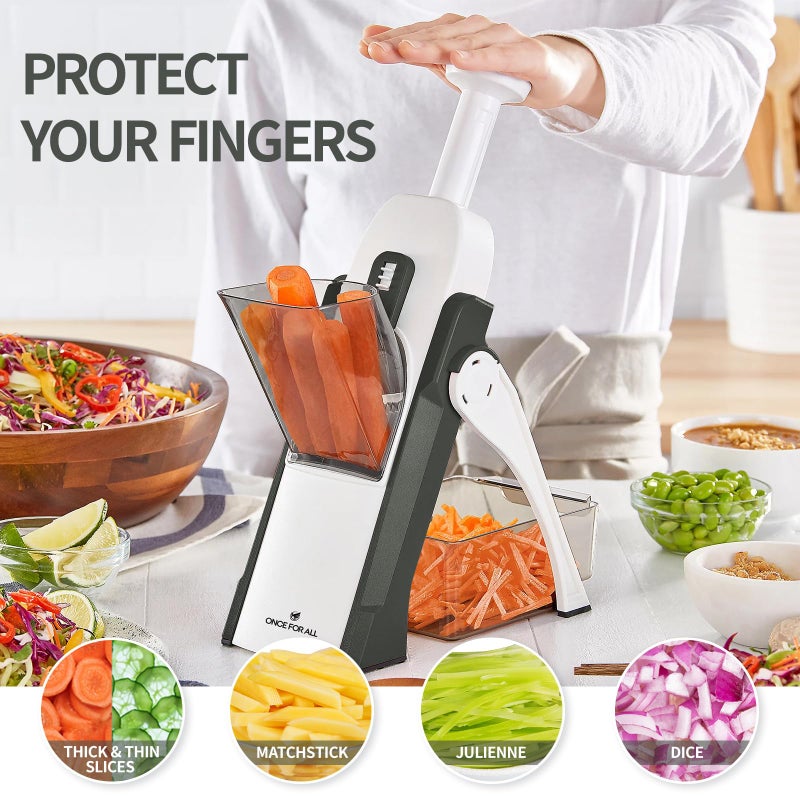 ONCE FOR ALL Upgrade Safe Mandoline Slicer Plus, Adjustable Vegetable Food Chopper Potato Fries French Fry Cutter, Detachable Blade, Kitchen Chopping Artifact, New Kitchen Gift (DarkGray) - Image 2