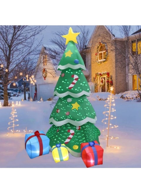 Inflatables Tree Outdoor Decoration, Festivcal Tree with Gift boxs 7FT/2.1 M with LED Lights Built-in