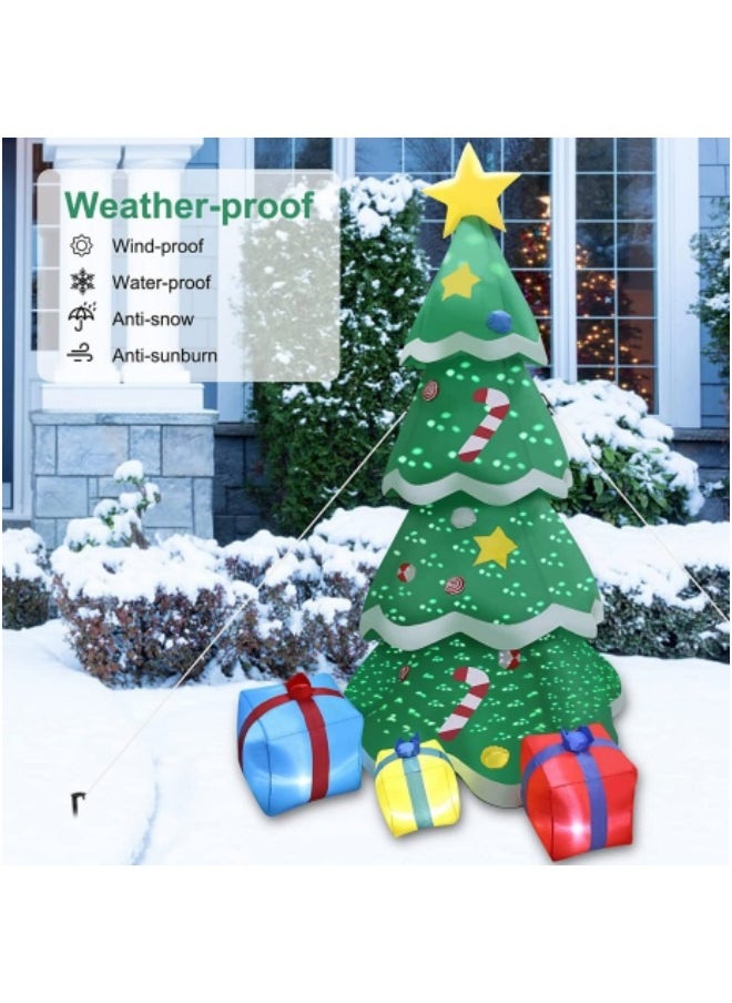 Inflatables Tree Outdoor Decoration, Festivcal Tree with Gift boxs 7FT/2.1 M with LED Lights Built-in