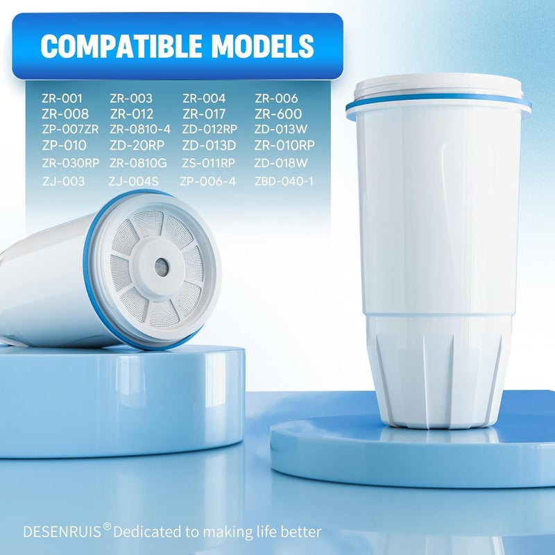 DESENRUIS Upgraded Water Filter Replacement for Zero Pitcher and Dispenser ZR-001 ZR-004 ZP-006 ZR-017, Multi-Stage Filter System, Effectively Reducing Lead, Chromium, PFOA, and PFOS, Pack of 4, By DESENRUIS - Image 2