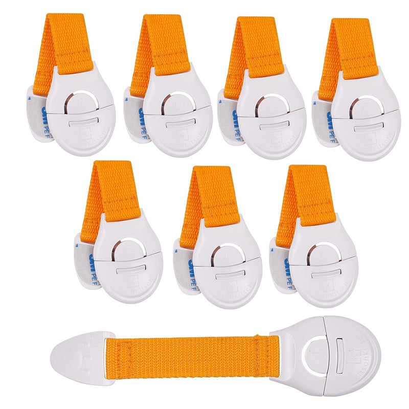 KitschKitsch ® 8pcs Baby Infant Child Proofing Safety Locks Latches Door Cupboard Cabinet Fridge Drawer Locks (Yellow) - Image 1